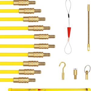 AUCT 23157 - 50' Fiberglass Cable Wire Running Rod Coaxial Electrical Connectable Fish Tape Pull Kit wi