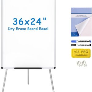 AUCT 22902 - $53 VIZ-PRO Whiteboard Easel, 36 x 24 Inches, Portable Stand Dry Erase Board