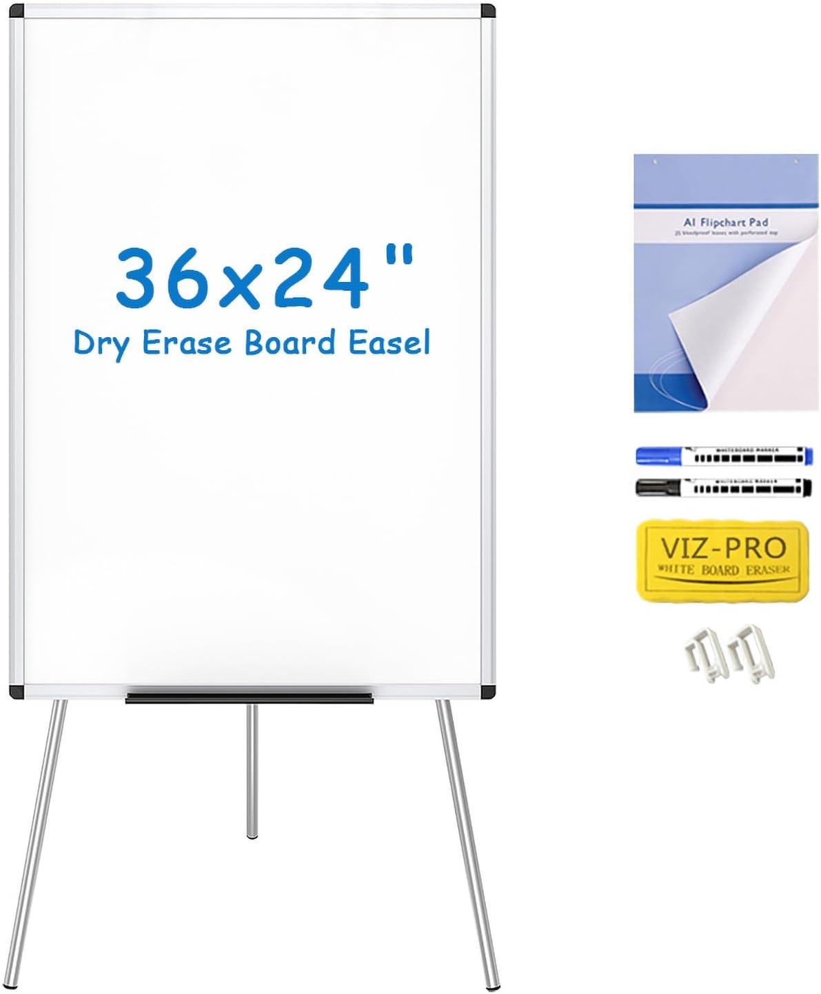 AUCT 22902 - $53 VIZ-PRO Whiteboard Easel, 36 x 24 Inches, Portable Stand Dry Erase Board