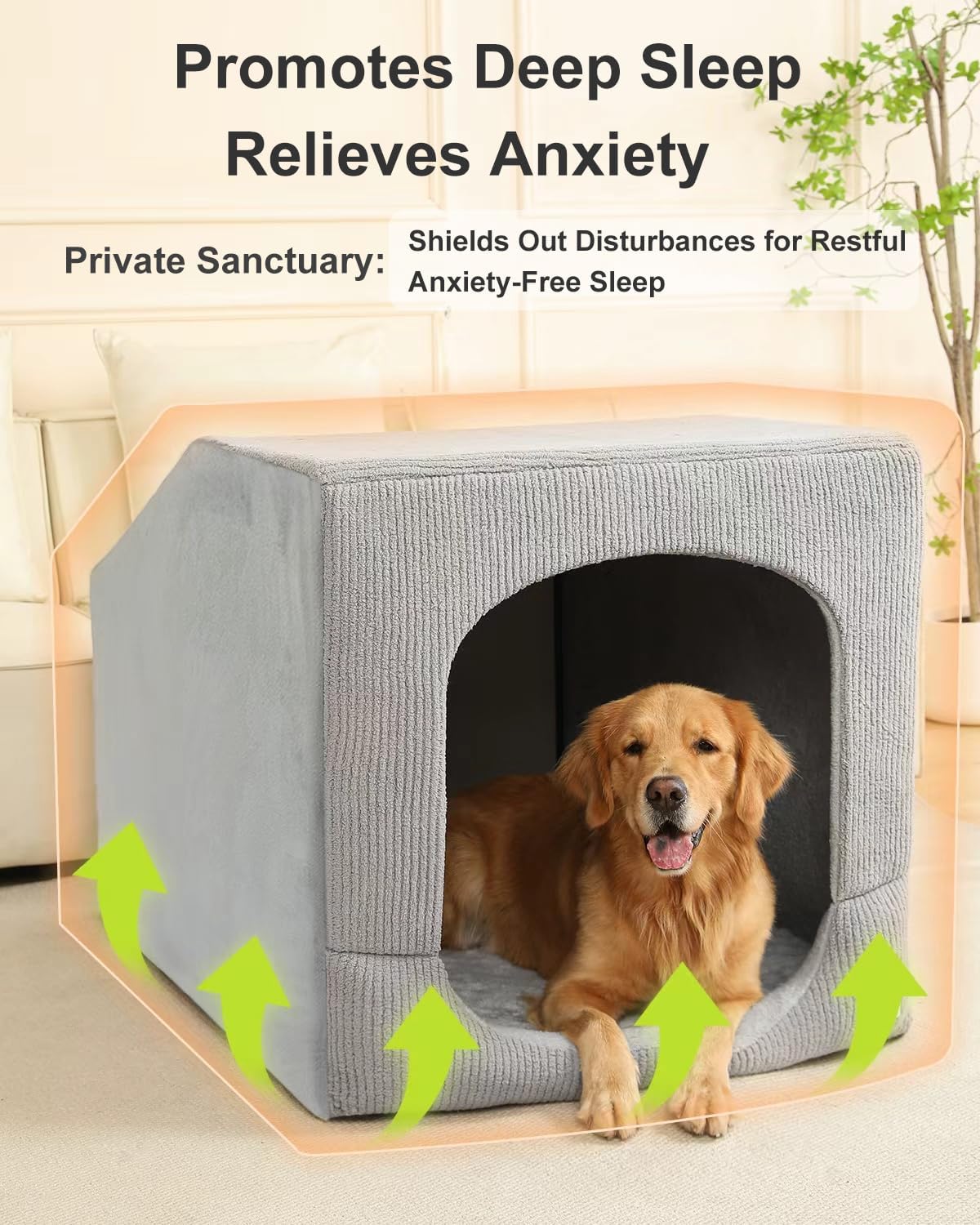 AUCT 22974 - $69 Hovicaed Indoor Dog House Extra Large Sized Dog Tent with Cave Bed 42x30ins - Image 2