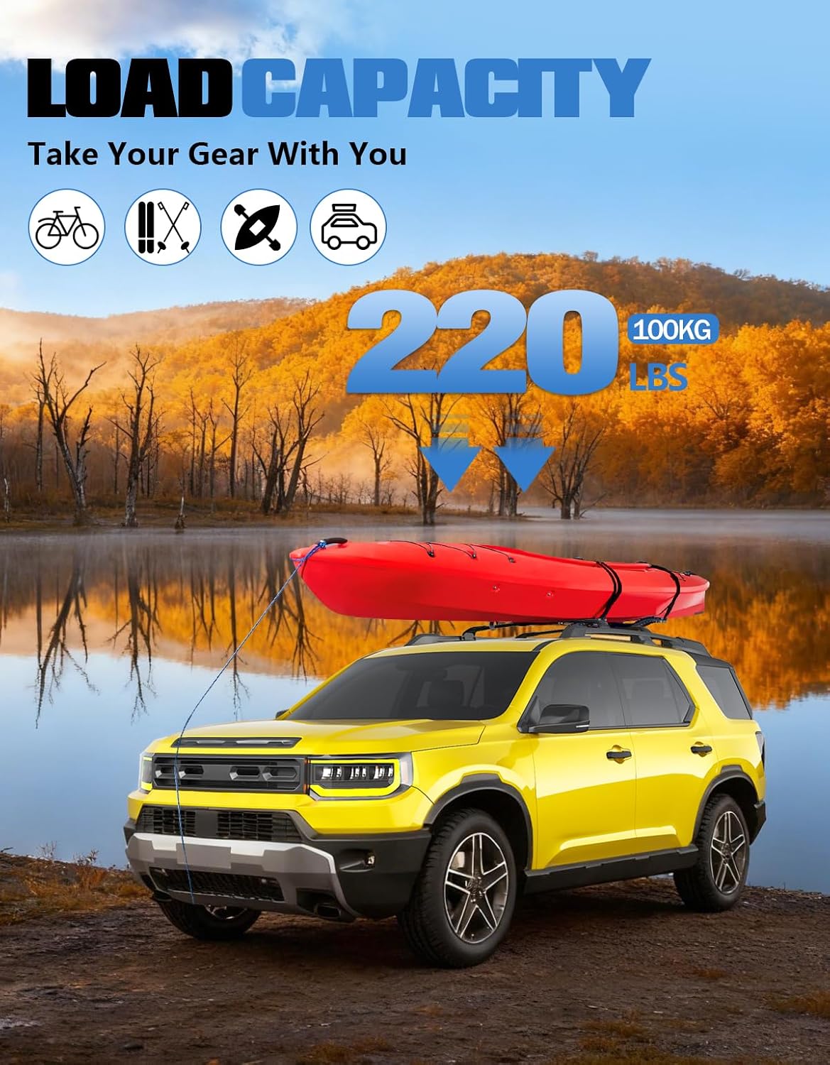 AUCT 22775 - $94 FengYu Roof Rack 220lbs Cross Bars Compatible with Honda Passport 2026 with Raised Sid - Image 4