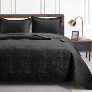 AUCT 23183 - Love's cabin California King Size Quilt Bedding Set Black Bedspreads - Cal King Summer Lig