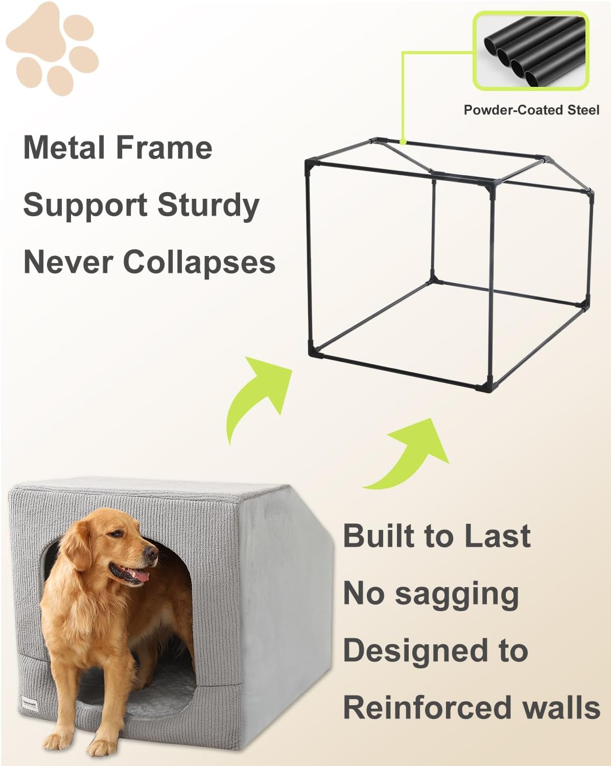 AUCT 22974 - $69 Hovicaed Indoor Dog House Extra Large Sized Dog Tent with Cave Bed 42x30ins - Image 4