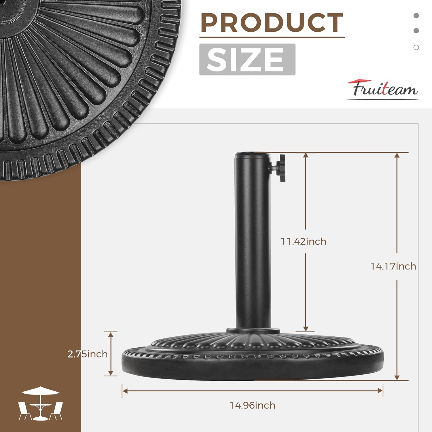 AUCT 23056 - $57 FRUITEAM 15" 26.5 lbs Round Patio Umbrella Base Pre-Filled Umbrella Stand Sun-Flower-P - Image 4