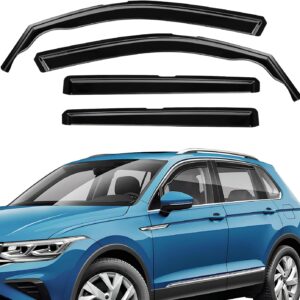 AUCT 22924 - in-Channel Rain Guards Fit for Volkswagen Tiguan 2018-2025 Black Extra Durable Shatterproo