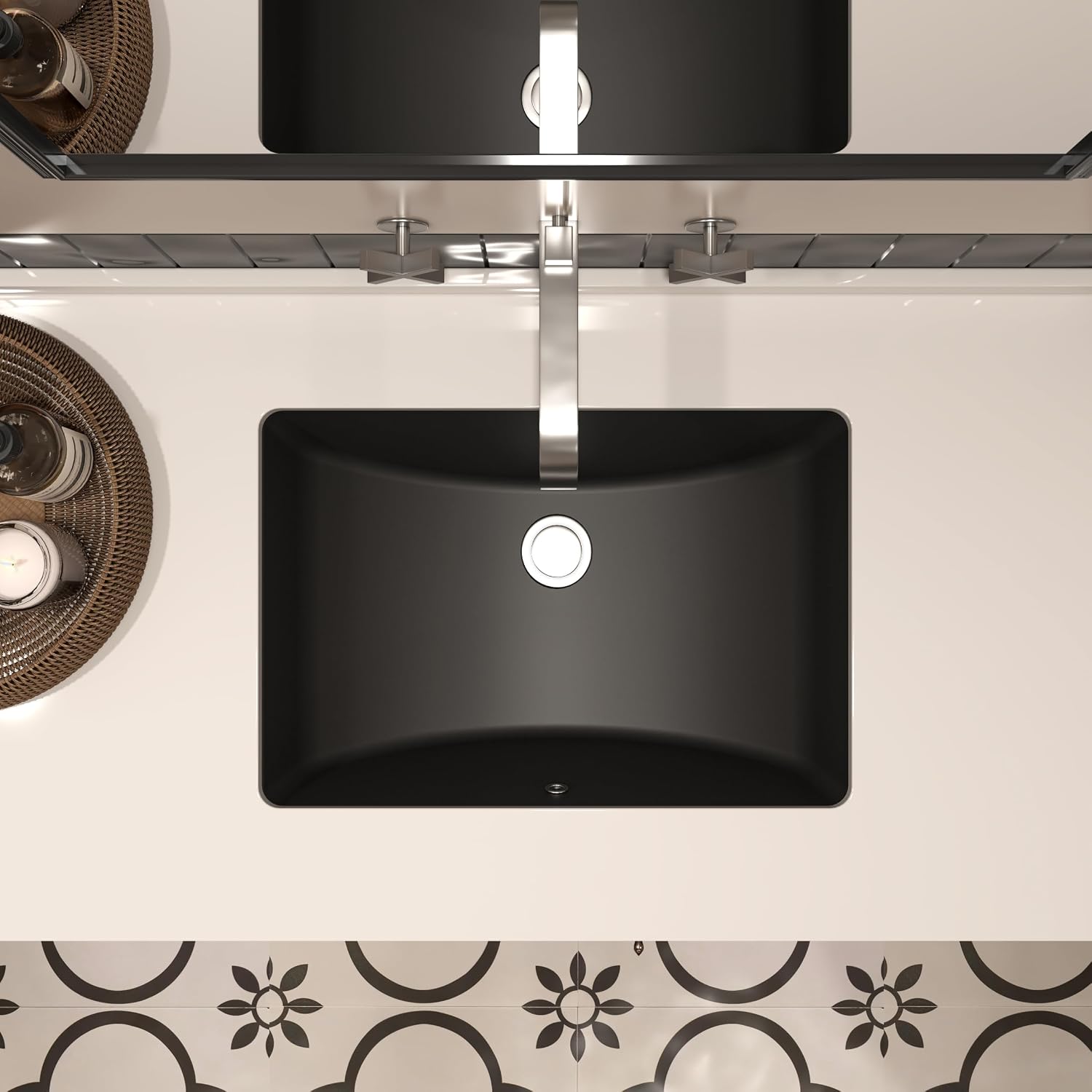 AUCT 24093 - $79 MEJE #202F -21" Undermount Rectangle Bathroom Sink, Porcelain Ceramic Vanity Undermoun - Image 3