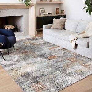 AUCT 22707 - $130 vivorug Washable Rug, Ultra Soft Area Rug 8x10, Non Slip Abstract Rug Carpet, Stain R