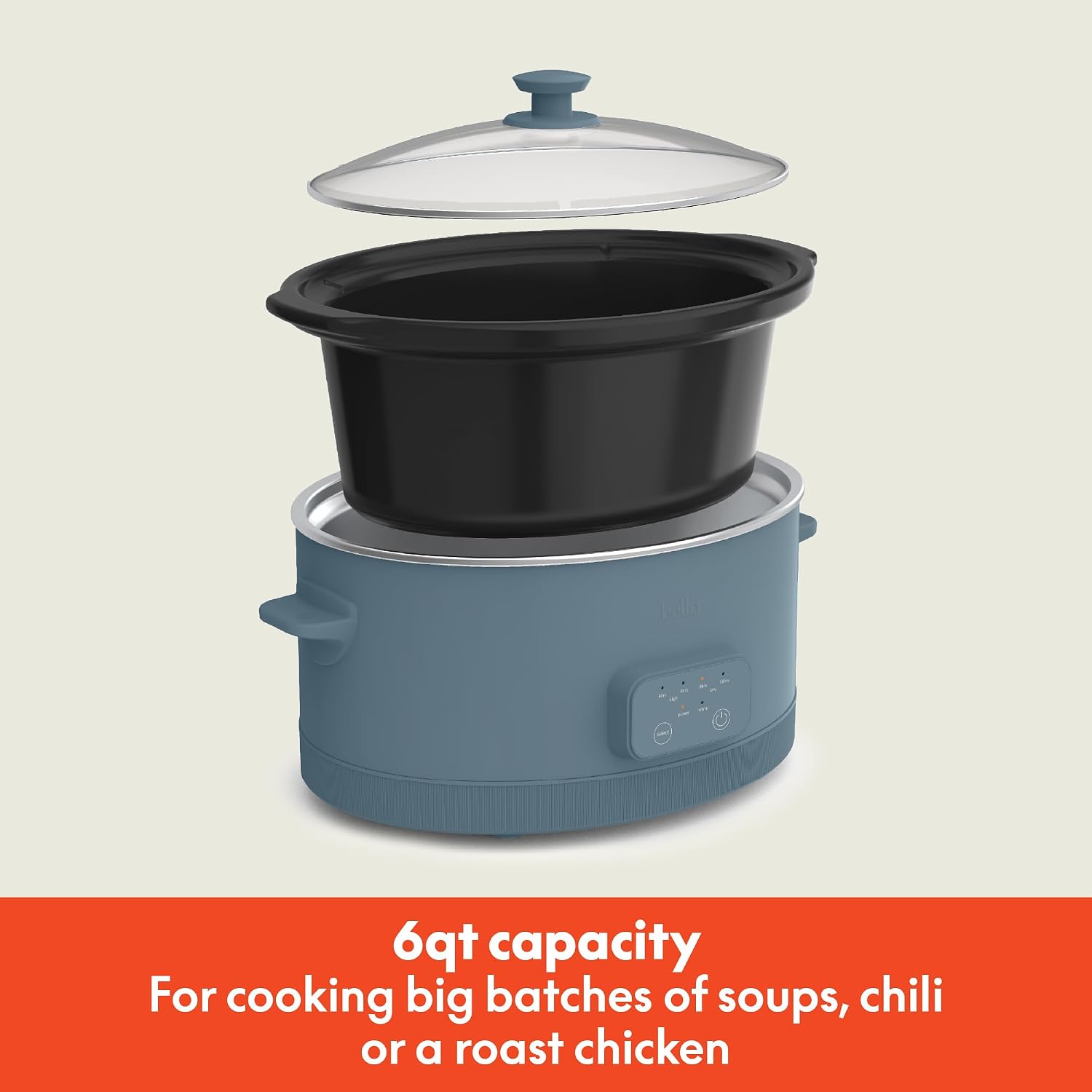 AUCT 23163 - bella SAVOR 6qt Programmable Non-Toxic Slow Cooker, Surf - Image 2