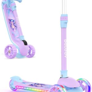 AUCT 23017 - $67 BELEEV A9 Kids Scooter with LED Light-Up Wheels & Deck, 3 Wheel Folding Scooter for To