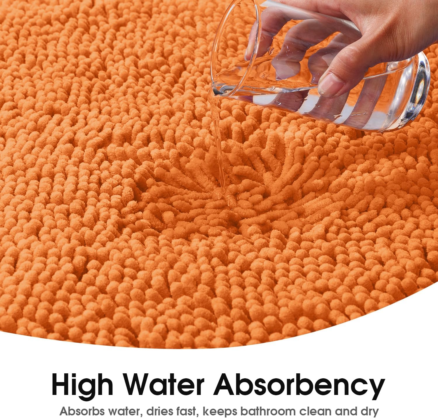 AUCT 22987 - HOMEIDEAS 3 Pieces Orange Bathroom Rugs Set, Ultra Soft Non Slip Bath Rug and Absorbent Ba - Image 4