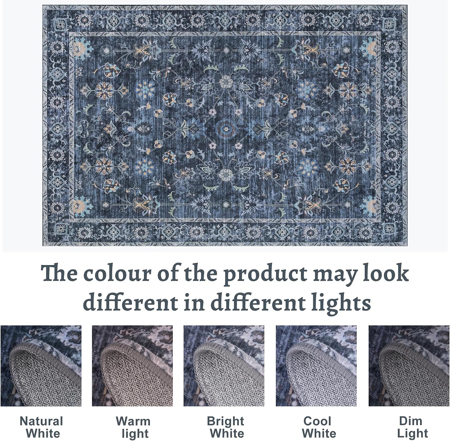 AUCT 23108 - $118 Tangsoo 8x10 Large Blue Area Rug for Living Room,Non Slip,Machine Washable - Image 2