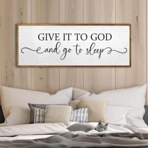 AUCT 22706 - TQianJiang Give It To God And Go To Sleep Wall Decor Sign, 24" 10" Wood