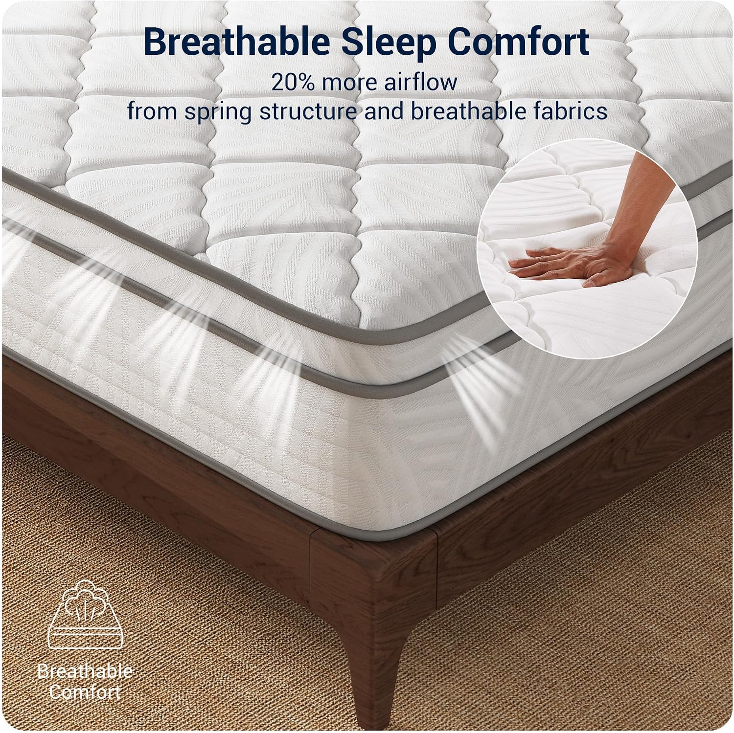 AUCT 24747 - $140 Avenco 10 Inch Twin Mattress Individual Pocket Springs for Motion Isolation & Comfort - Image 3