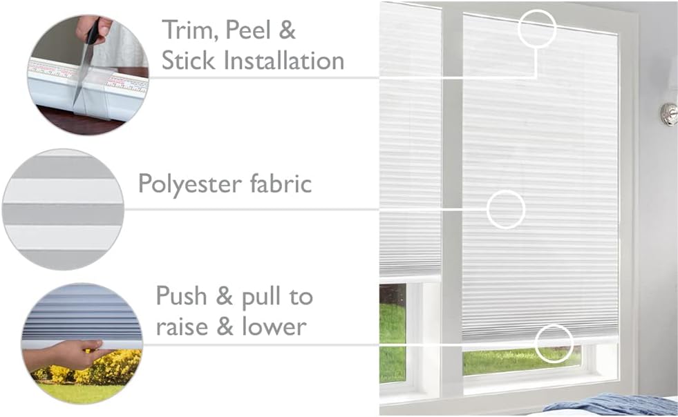 AUCT 23159 - Redi Shade No Tools Easy Lift Cordless Light Filtering White Fabric Shade - Image 2