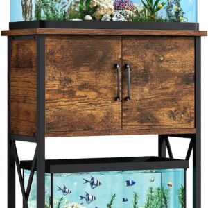 AUCT 24936 - 5-10 Gallon Fish Tank Stand, Metal Double Aquarium Stand with Cabinet for Fish Tank Access