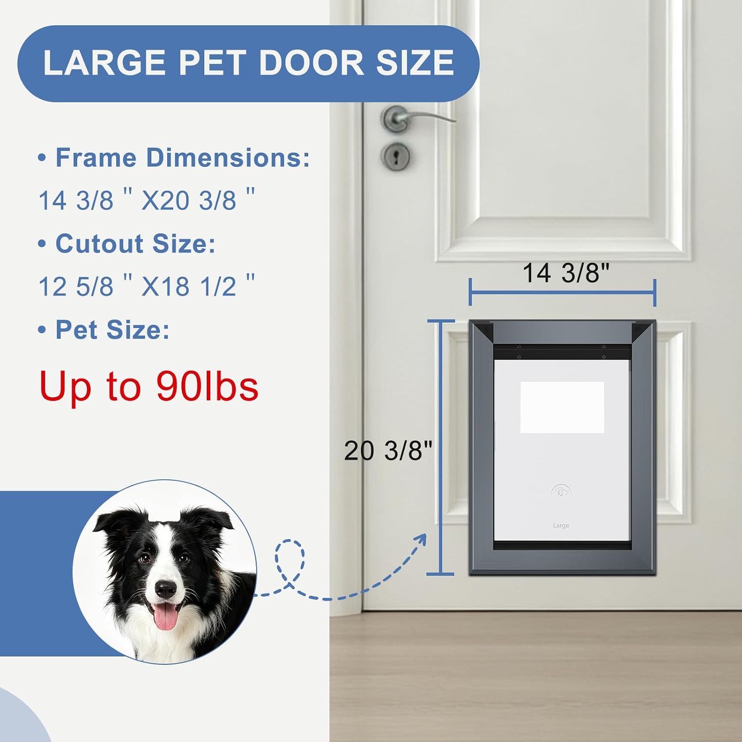 AUCT 24824 - $160 MAVRICFLEX Heavy Duty Aluminum Dog Door for Door, Large, Dark Gray - Image 4