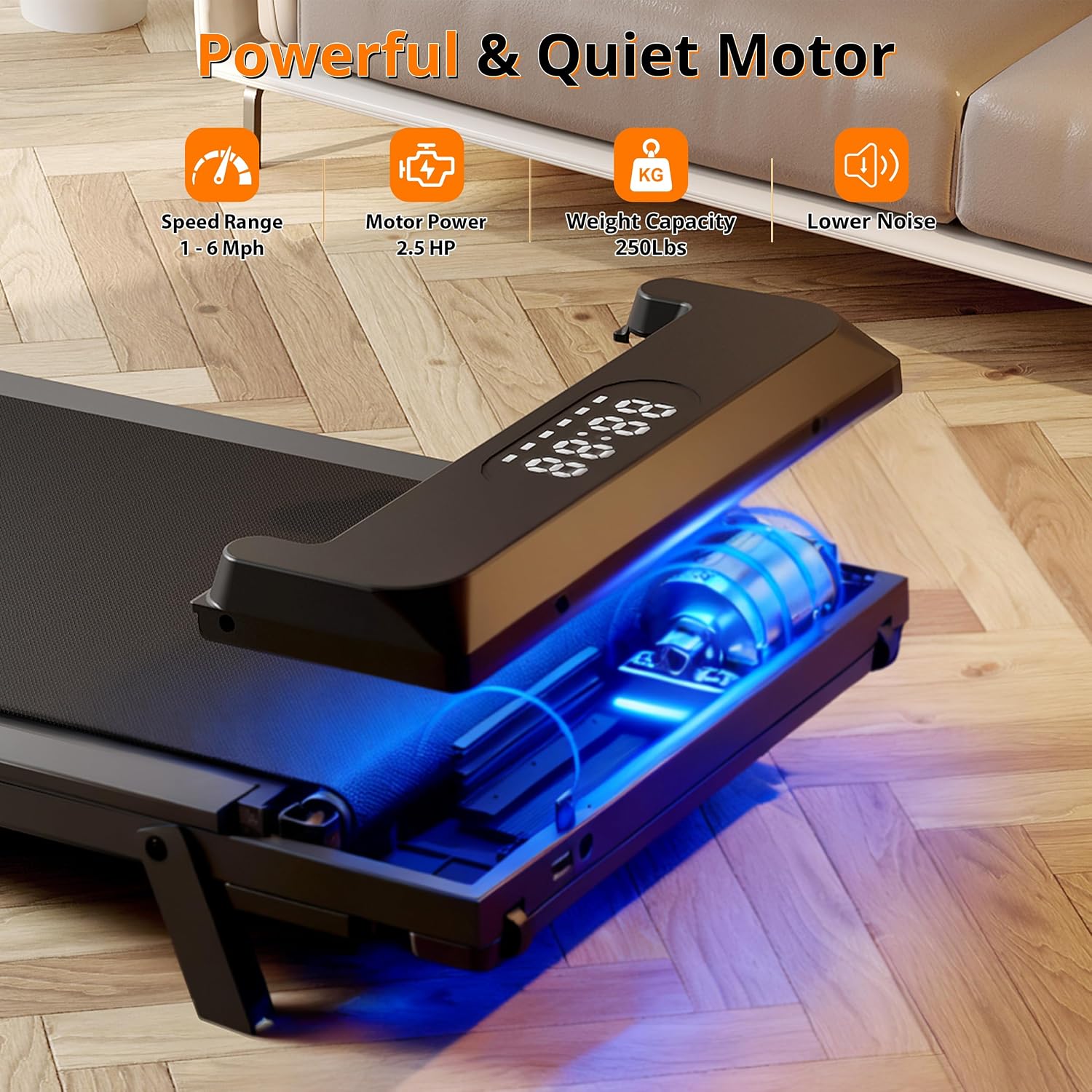 AUCT 22922 - $100 Walking Pad Treadmill with Incline, Under Desk Treadmill for Home/Office with 250 lbs - Image 4