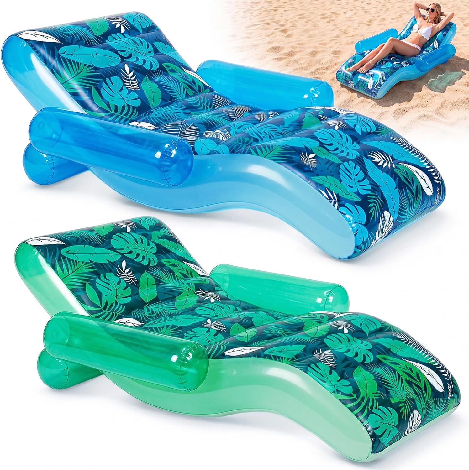 AUCT 24930 - $96 Foilswirl 2 Pack Giant Inflatable Pool Floats for Adult,70x59 in Heavy Duty