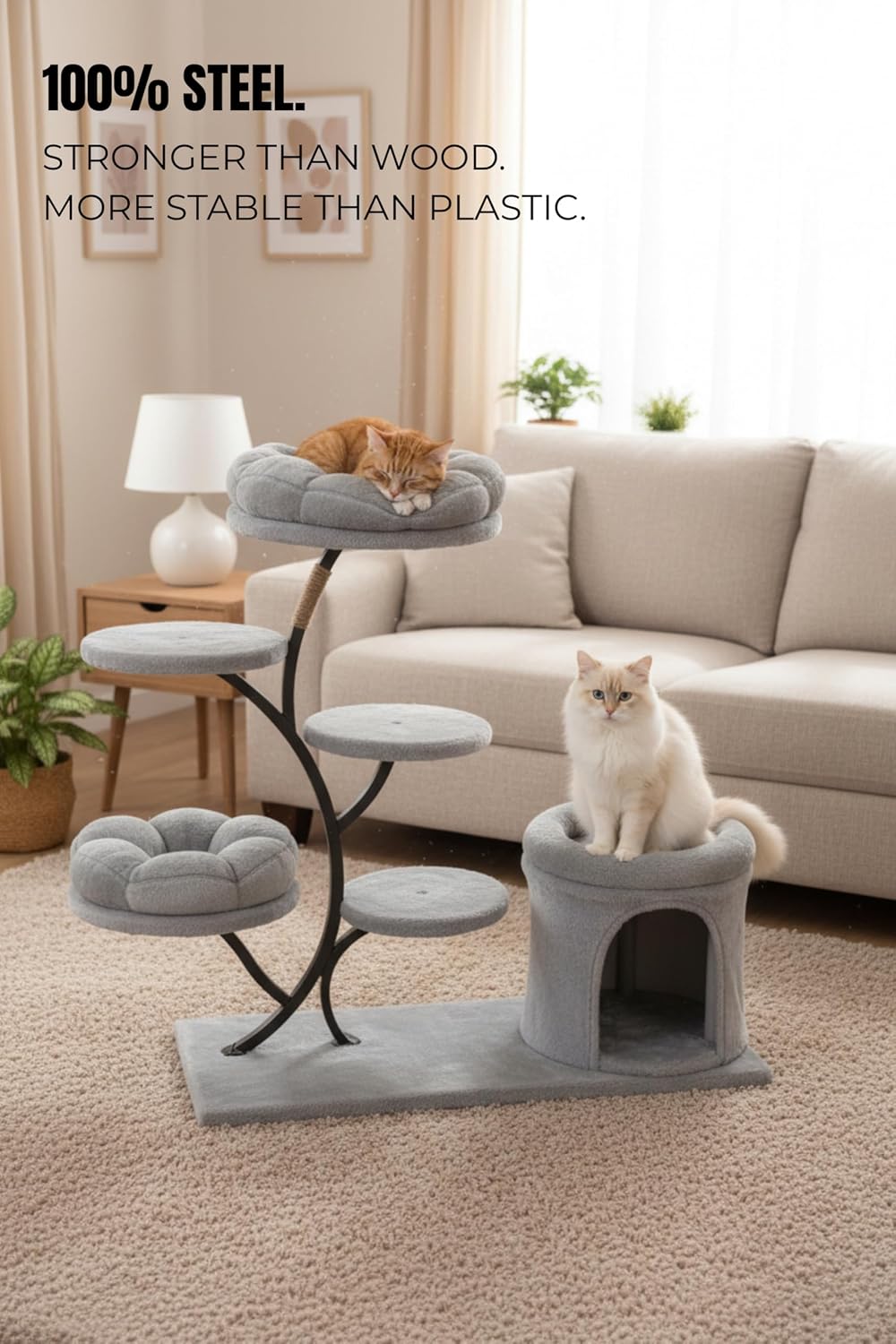AUCT 22791 - $99 37" Flower Cat Tree Tower for Indoor Cats (up to 12lbs) Multi-Level Cat Condo with S - Image 2