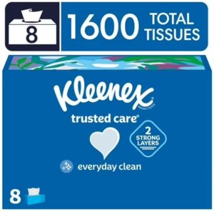 AUCT 24950 - Kleenex Trusted Care Facial Tissues, 8 Flat Boxes, 200 Tissues per Box, 2-Ply