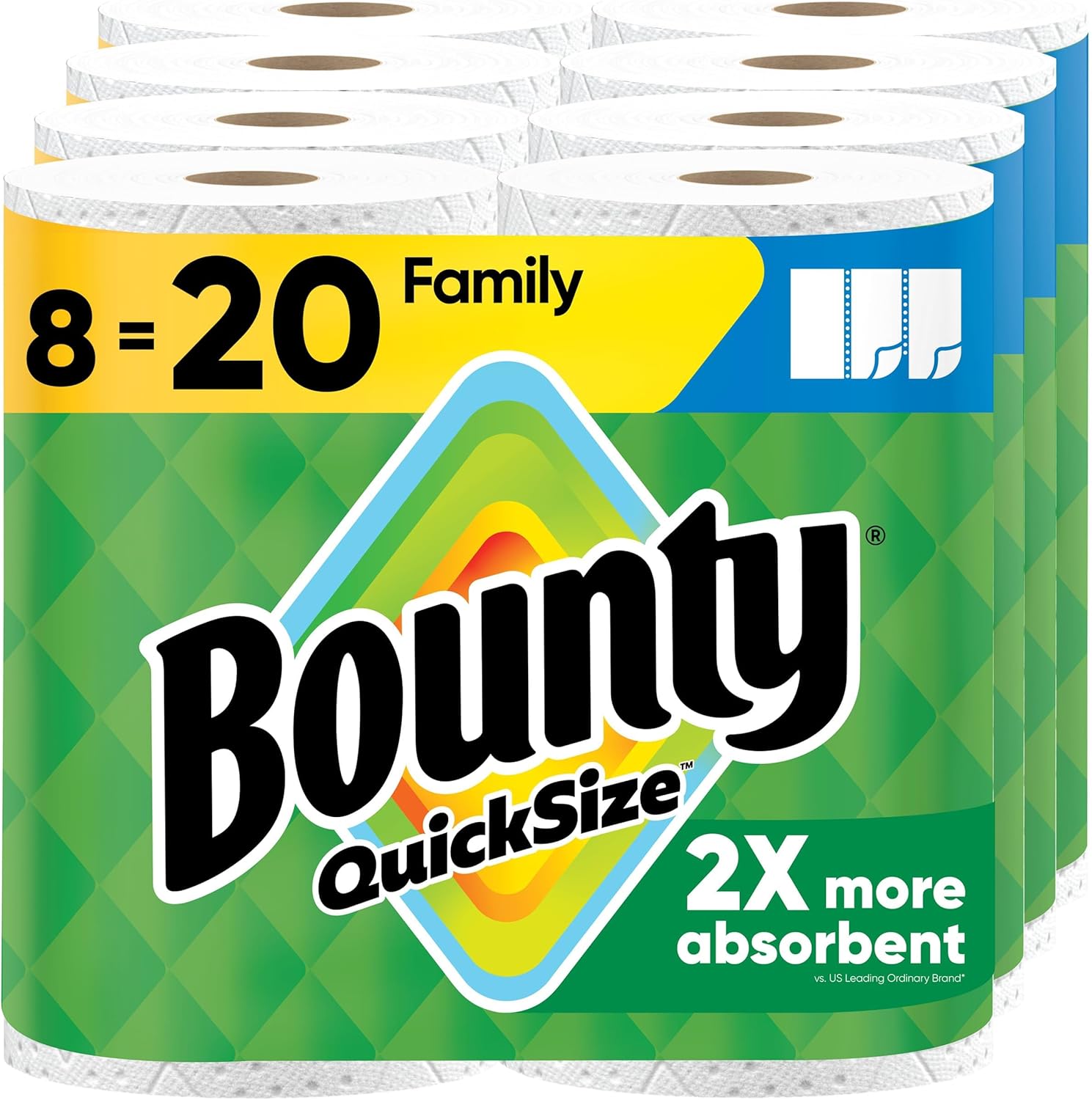 AUCT 24900 - Bounty Quick Size Paper Towels, White, 8 Family Rolls