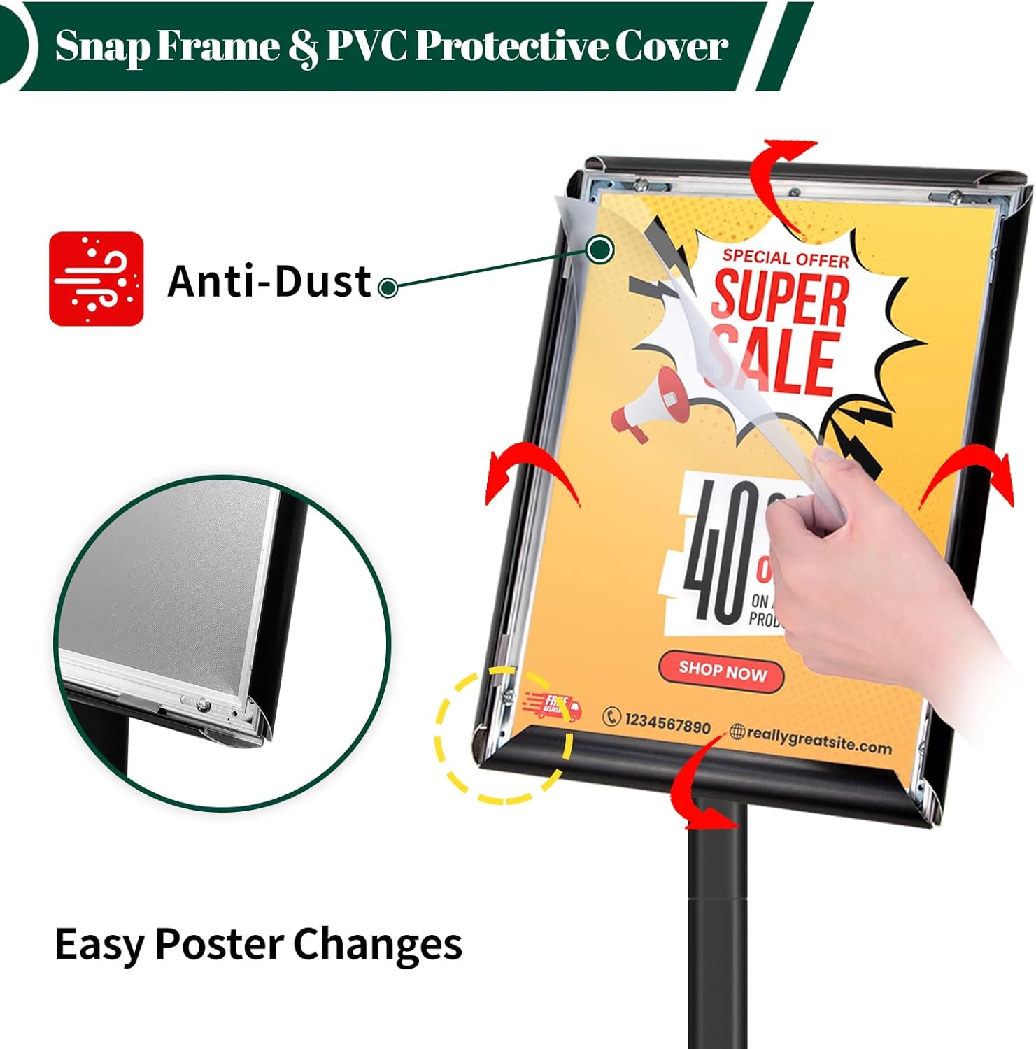 AUCT 22766 - $95 3 Pack Heavy Duty Pedestal Sign Holder 11 x 17" Floor Standing Sign Holder - Image 2