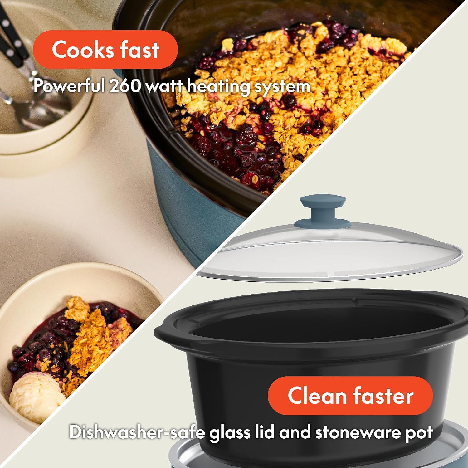 AUCT 23163 - bella SAVOR 6qt Programmable Non-Toxic Slow Cooker, Surf - Image 4