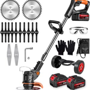 AUCT 23229 - $90 Electric Weed Wacker, 21V Cordless Electric Weed Eater 3Types Blades and 2 4.0Ah Batte