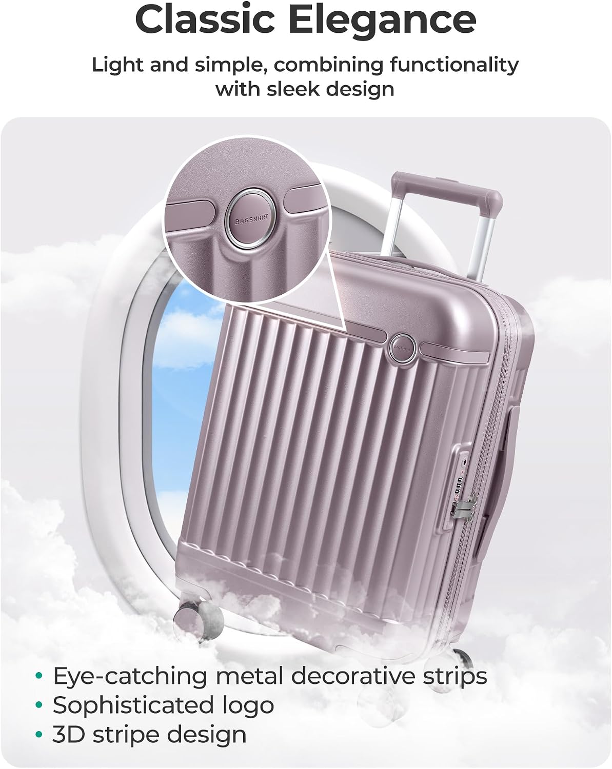 AUCT 23302 - $110 BAGSMART Carry On Luggage 22x14x9 Airline Approved with Spinner Wheels, Travel TSA Ap - Image 2