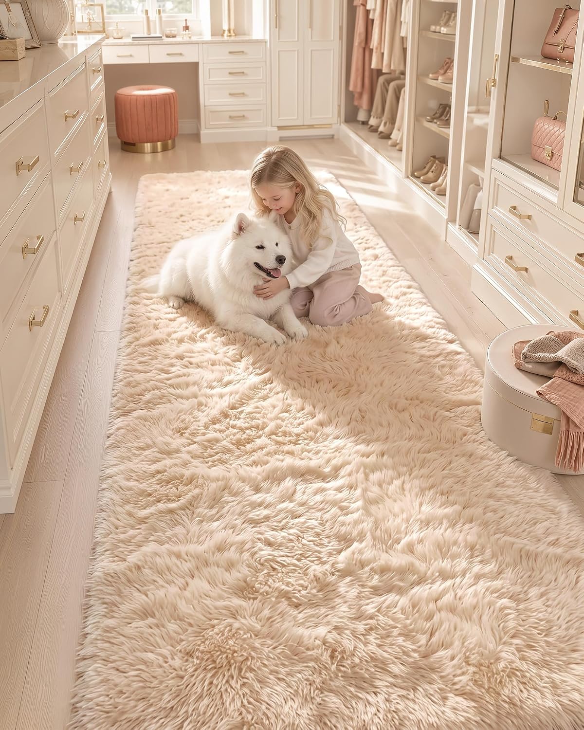 AUCT 24947 - OLANLY 3x7 Machine Washable Runner Rugs for Hallway, Soft Fluffy Shaggy Bedside Rugs for B - Image 3