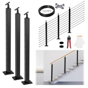 AUCT 24829 - $108 T304 Stainless Steel Stair Cable Railing Posts 36"(Post 35.5x2x2)-137Ft Wire Rope-30
