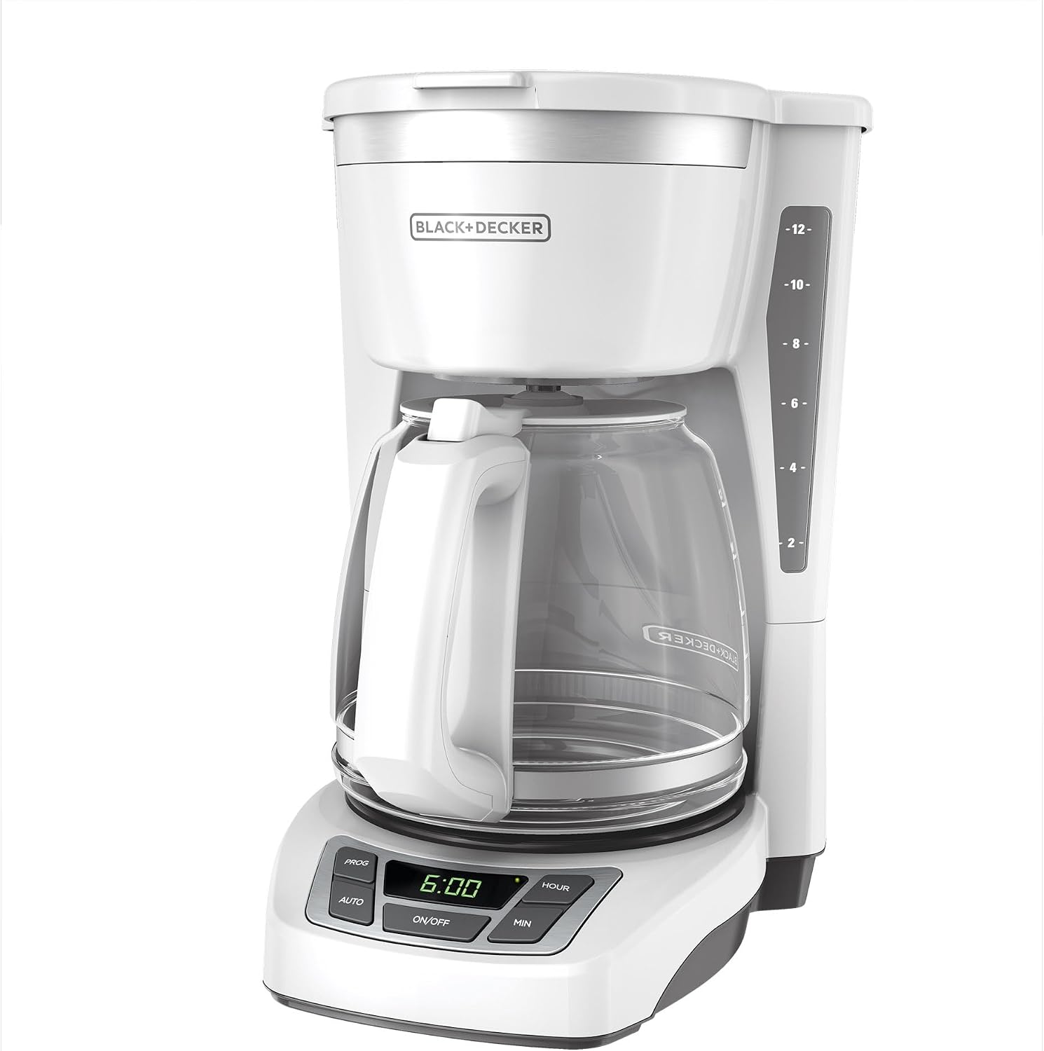 AUCT 23179 - BLACK+DECKER CM1160W-1 CM1160W 12-Cup Programmable Coffeemaker, White/Stainless Steel
