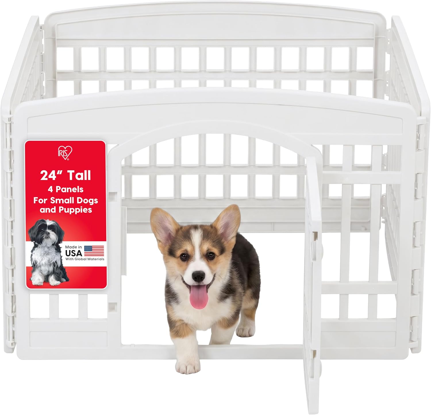 AUCT 22882 - IRIS USA 4-Panel Dog Playpen, Pet Enclosure, White