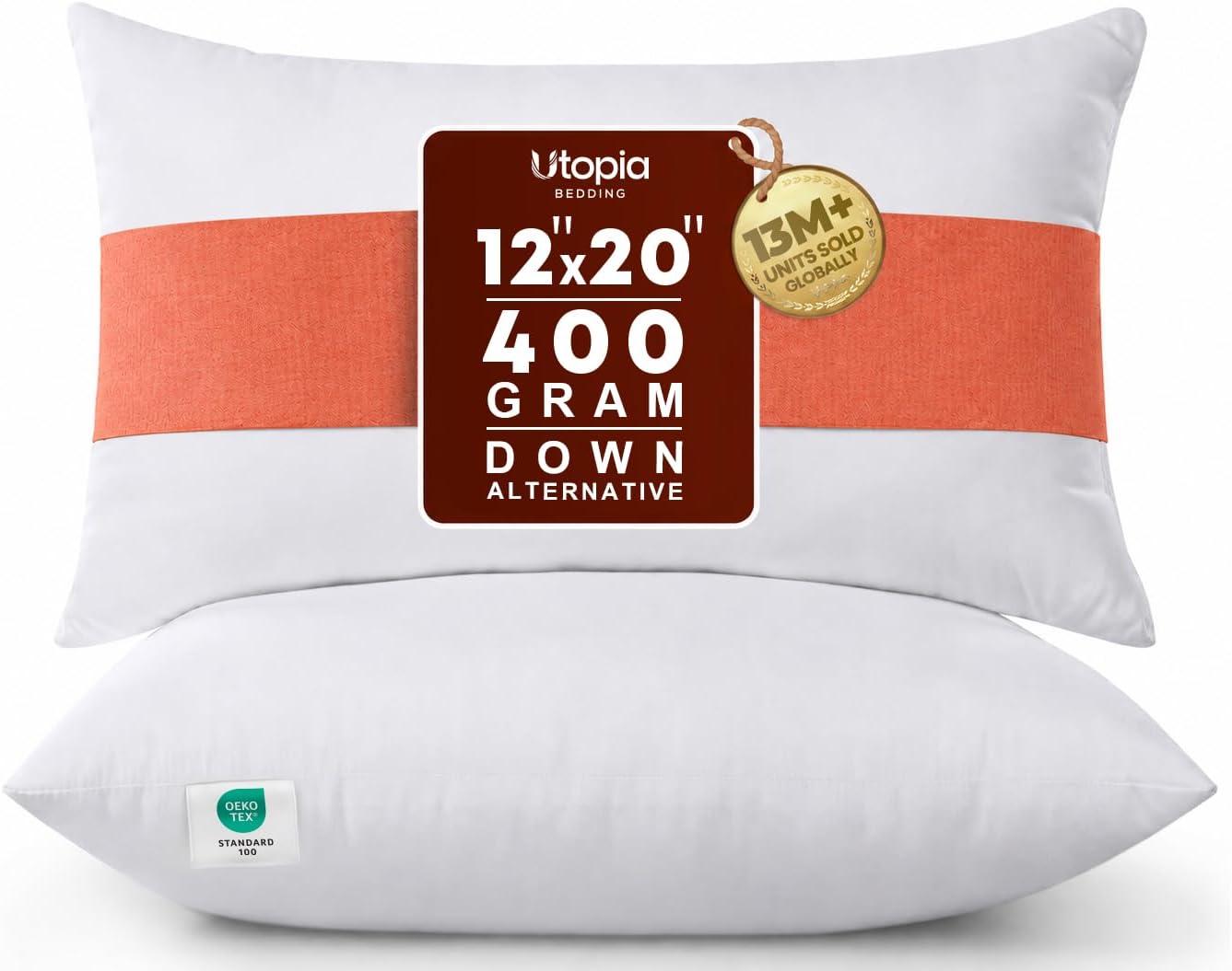 AUCT 23221 - Utopia Bedding 12x20 Pillow Inserts, White Throw Pillows for Couch, 2 Pack