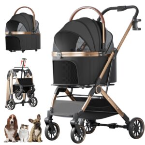 AUCT 24892 - $118 4 Wheels Pet Stroller for Small Medium Dogs Cats Up to 45 lbs Folding Dog Stroller wi