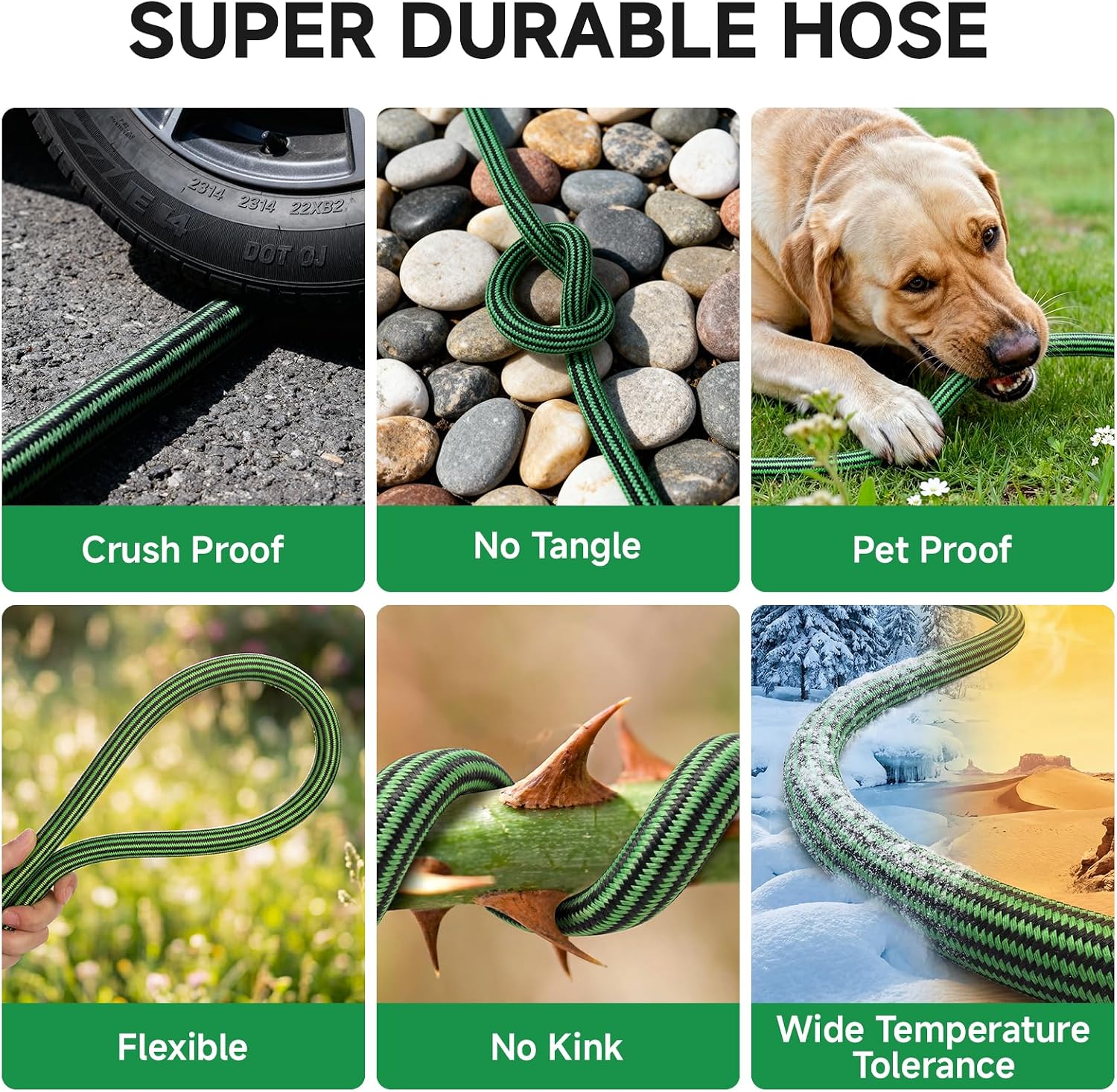 AUCT 23123 - Garden Hose 100FT Non-Expandable Water Hose Flexible Kink-Free Lightweight Leak-Proof Stur - Image 4
