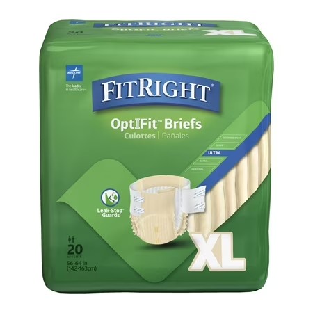 AUCT 24781 - $88 FitRight OptiFit Briefs, Ultra Absorbency, Disposable Adult Briefs with Tabs, X-Large,