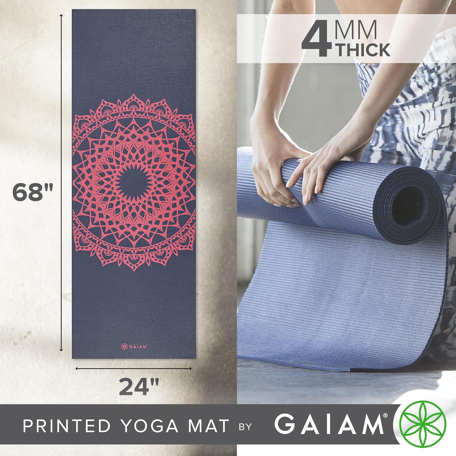 AUCT 22747 - Gaiam Yoga Mat Classic Print, 4mm Non-Slip Mat - Image 4