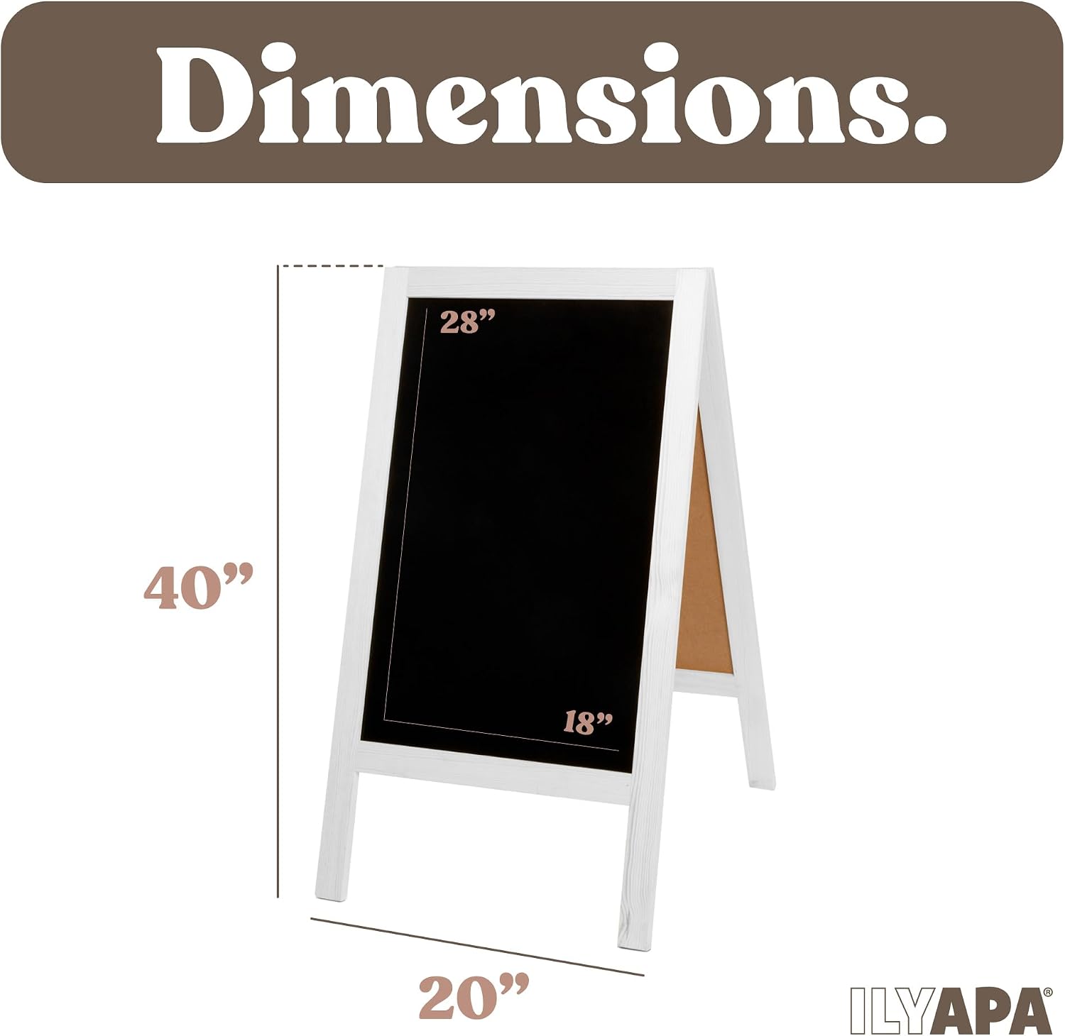 AUCT 22790 - $76 Ilyapa Wooden A-Frame Sign with Eraser & Chalk - 40 x 20 Inches Magnetic Sidewalk Chal - Image 2