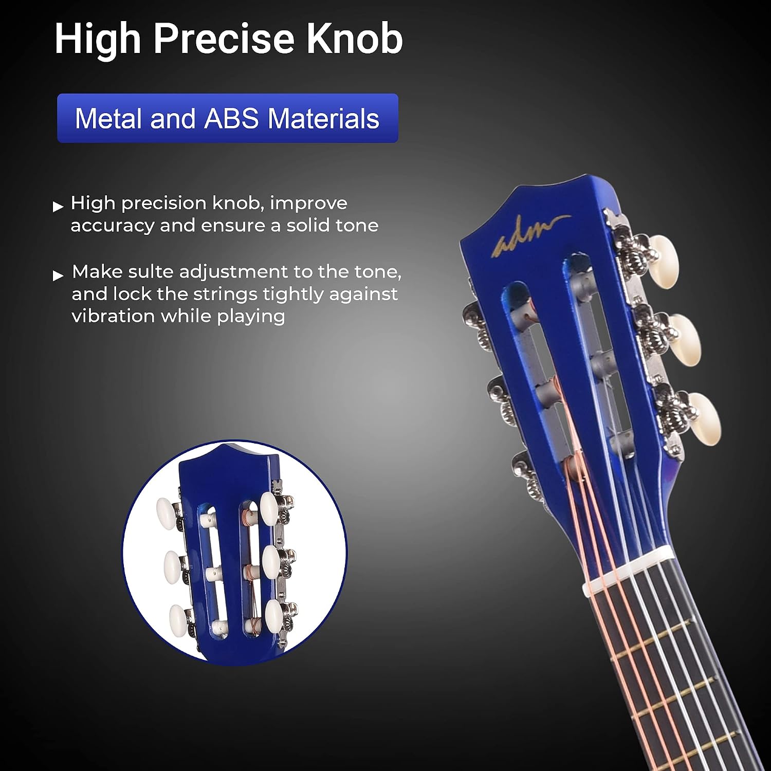 AUCT 23738 - $69 ADM Beginner Acoustic Classical Guitar 30 Inch Nylon Strings Wooden Guitar Bundle Kit - Image 4