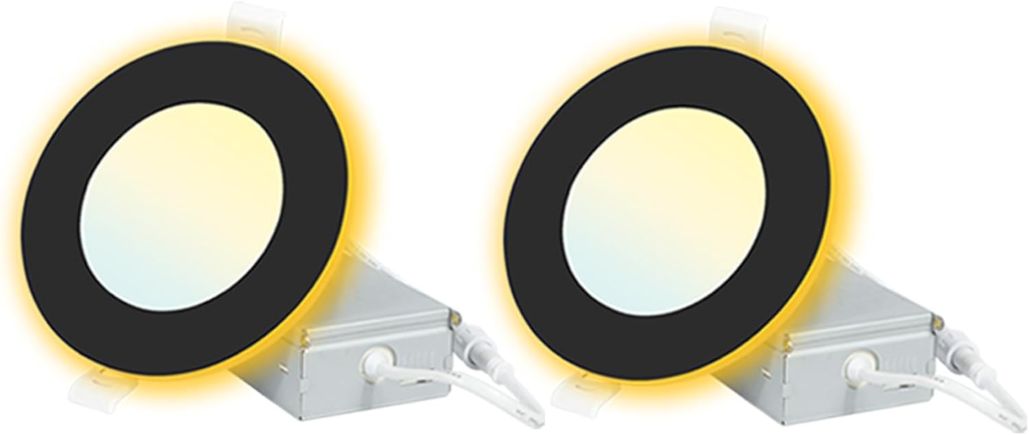 AUCT 24966 - $100 4 Inch 2 Pack Black LED Recessed Lights with Night Light