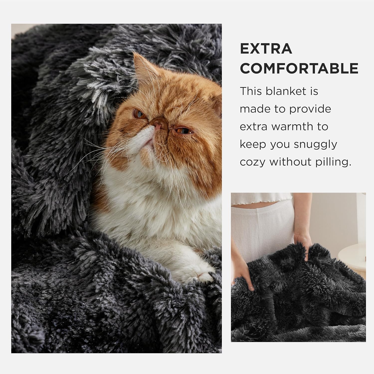 AUCT 23205 - Bedsure Faux Fur Fluffy Sherpa Throw Blanket Twin Tie Dye Black 60"x80" - Image 3