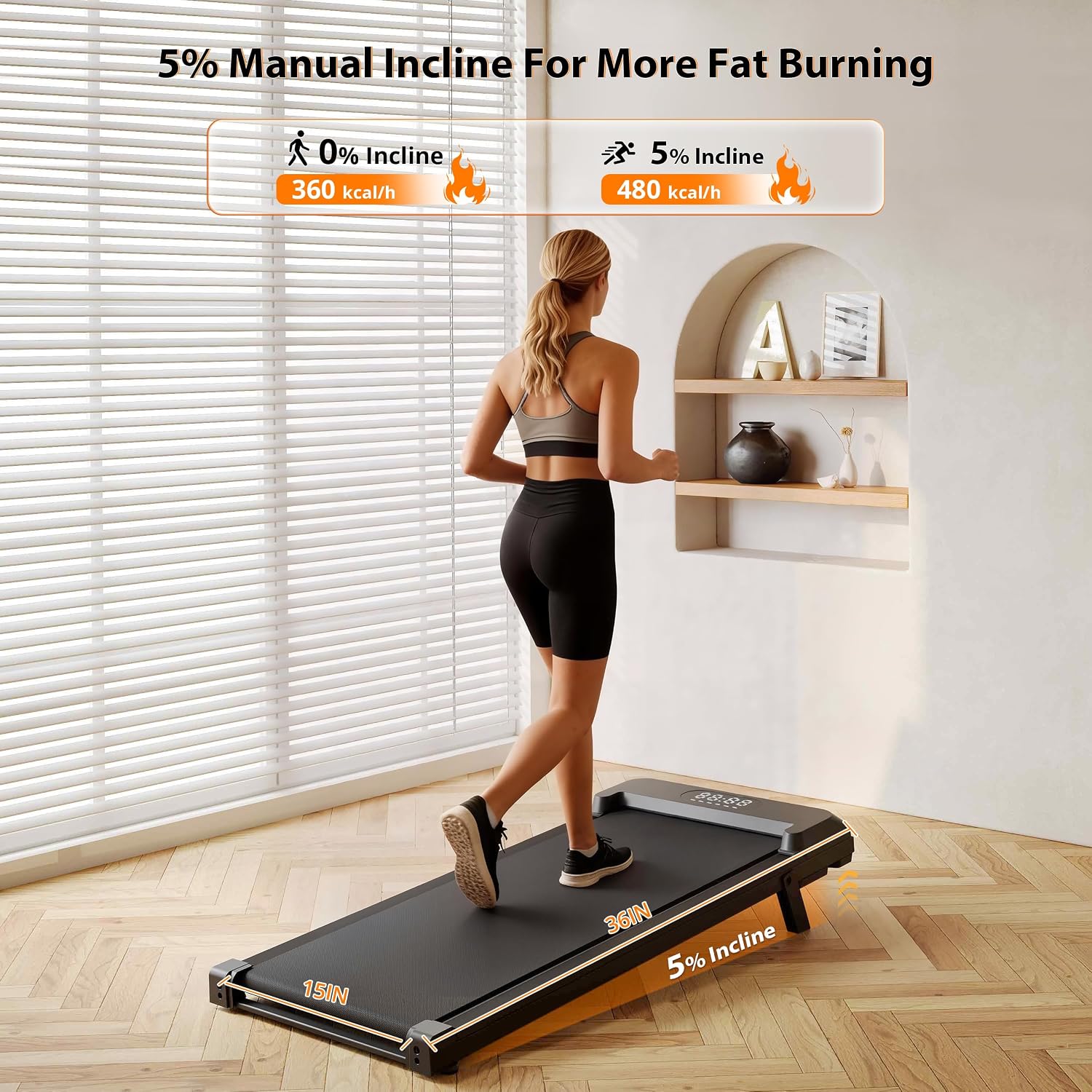 AUCT 22922 - $100 Walking Pad Treadmill with Incline, Under Desk Treadmill for Home/Office with 250 lbs - Image 2