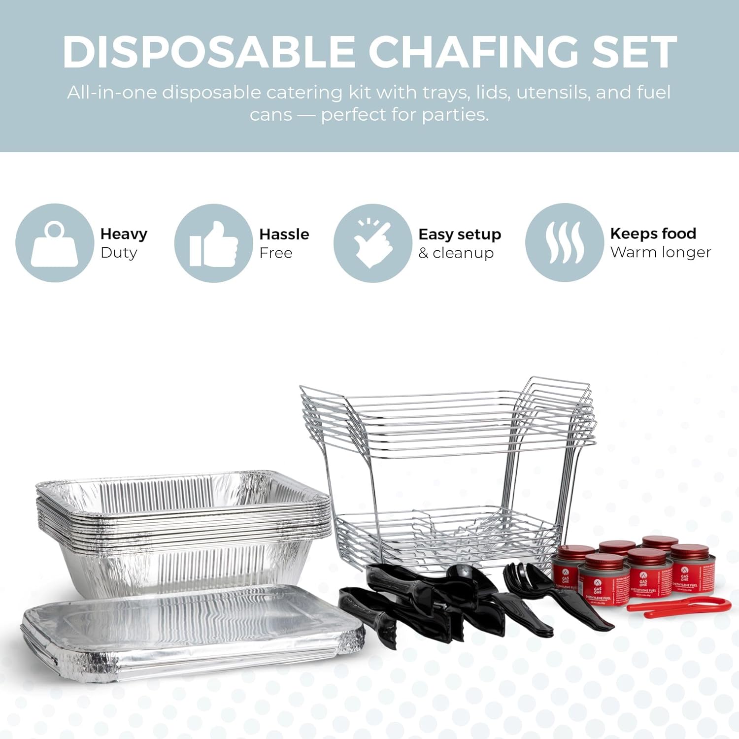 AUCT 23217 - Alpha Living 6 Pack - Disposable Chafing Dish Buffet Set, Half Size Pans, Welded Body Food - Image 2