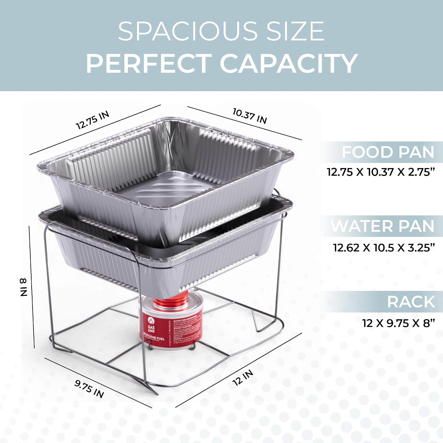 AUCT 23217 - Alpha Living 6 Pack - Disposable Chafing Dish Buffet Set, Half Size Pans, Welded Body Food - Image 3