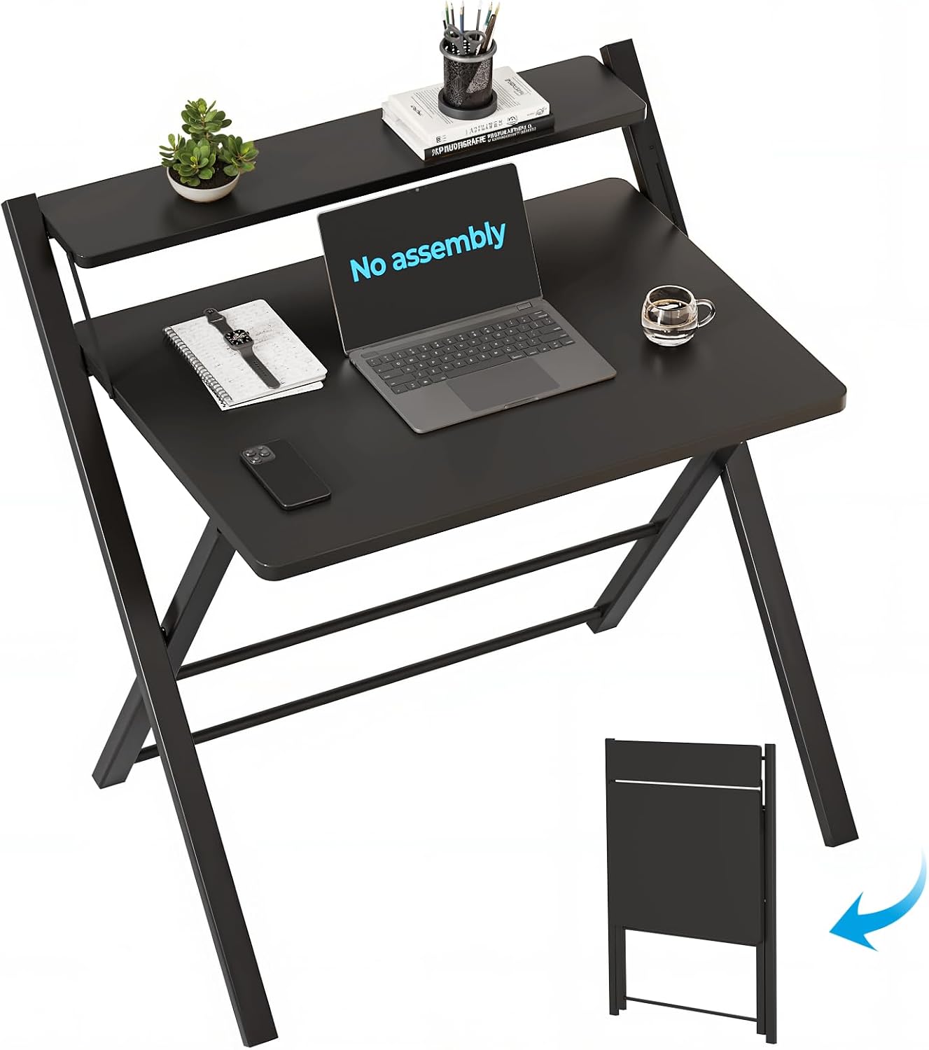 AUCT 22876 - $100 GreenForest Folding Desk No Assembly, Sturdy Computer Desk for Small Spaces