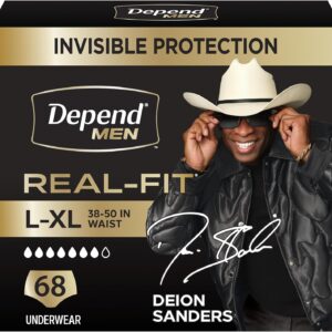 AUCT 24768 - $117 Depend Real Fit Incontinence Underwear for Men, L/XL, 68 Count