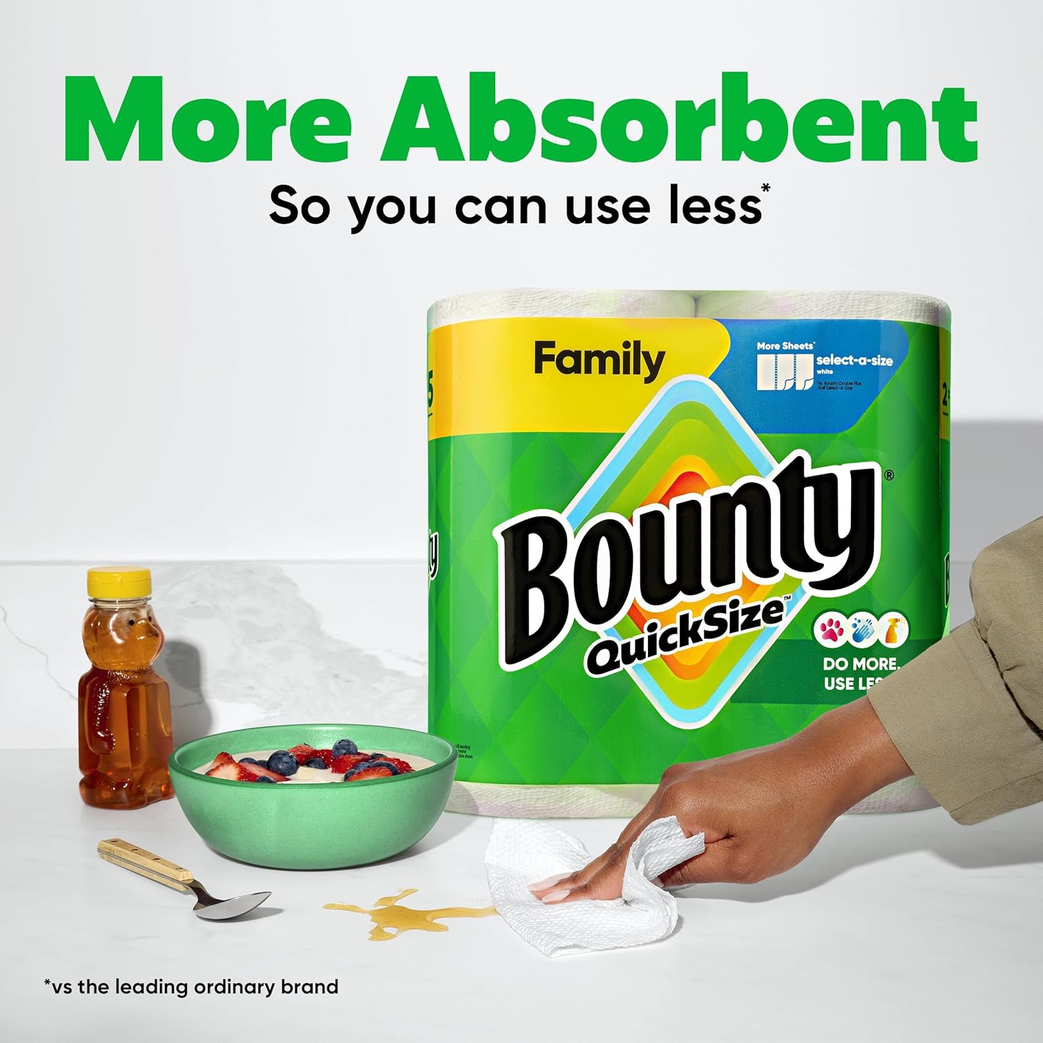 AUCT 24900 - Bounty Quick Size Paper Towels, White, 8 Family Rolls - Image 4