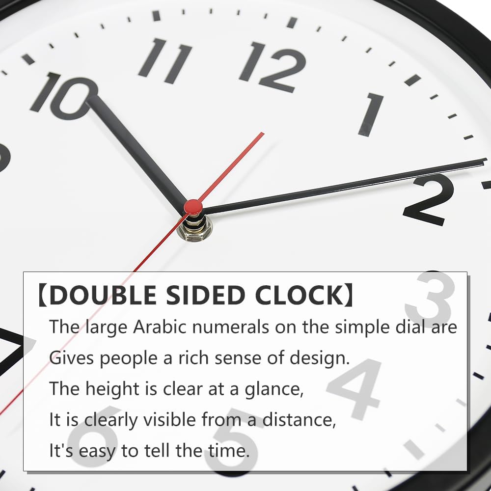 AUCT 24940 - $90 BESTIME 66296A Black Frame Double Sided Aluminum Wall Clock.Simple Design,Classic Alum - Image 3
