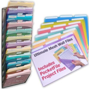 AUCT 22784 - Ultimate Office Mesh Hanging Wall File Organizer, 12 Tier + 18 PocketFiles